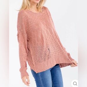 Cozy Rust Knit Distressed Sweater